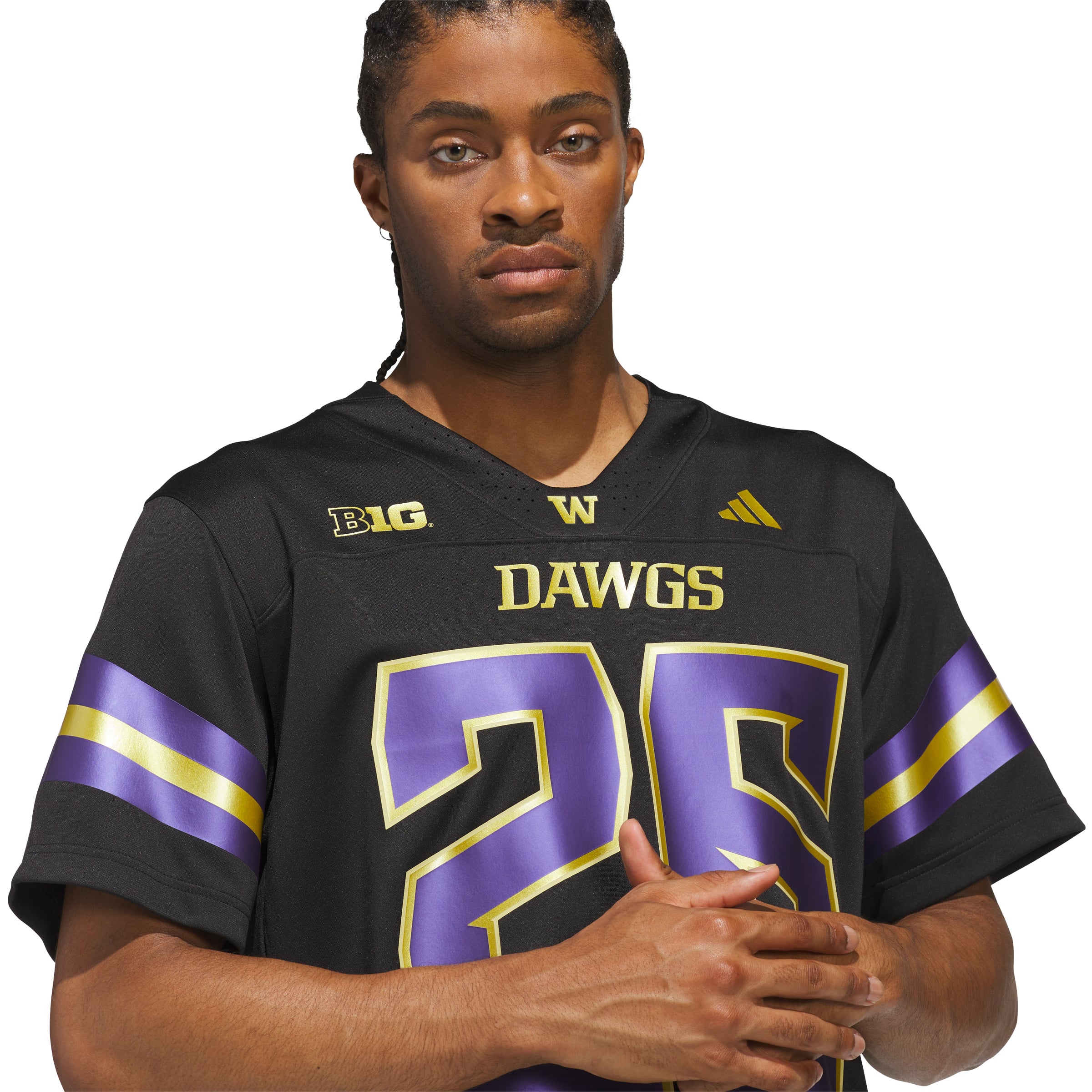 Men's adidas #26 Black Washington Huskies Unleash the Dawgs Premier Strategy Jersey