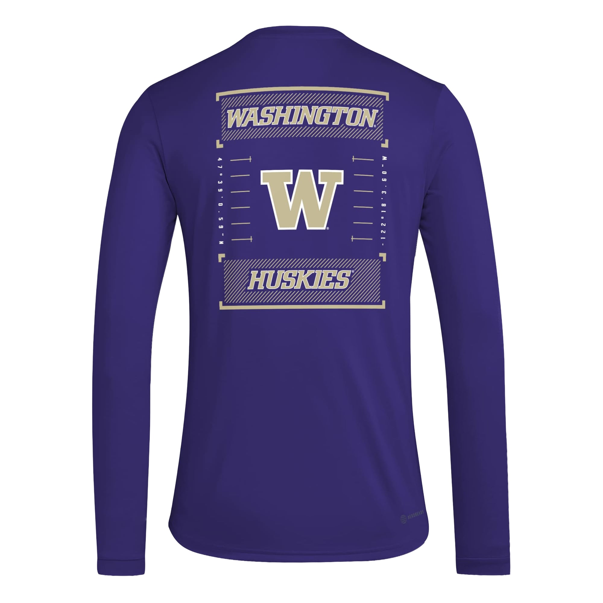 T-shirt à manches longues adidas Washington Huskies Locker Football Icon AEROREADY pour homme, violet, avant-match