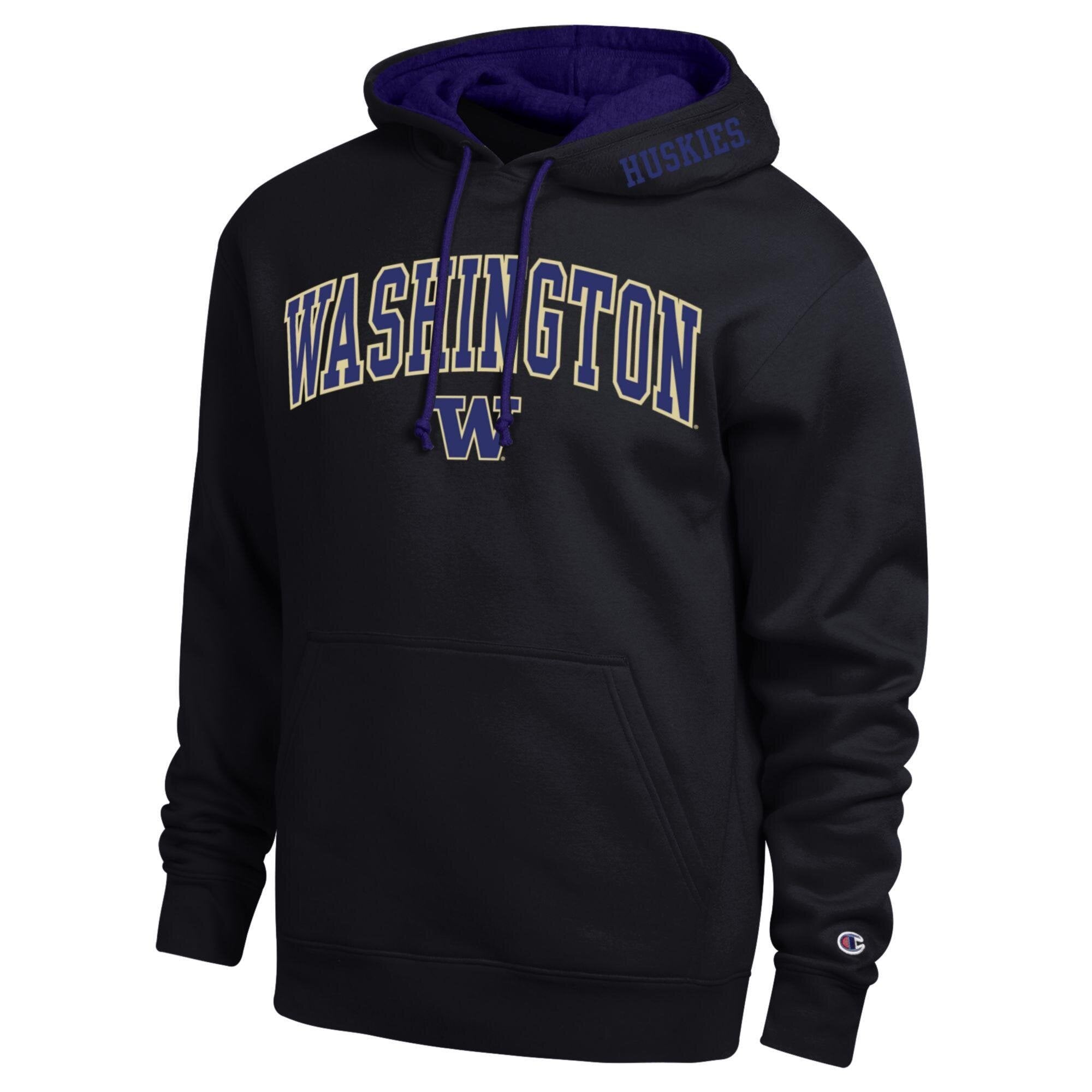 Men's Champion  Heather Gray Washington Huskies Arch Tackle Twill Hoodie