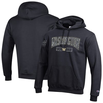 Washington Huskies Champion Operation Hat Trick Camo Script Powerblend Fleece Hoodie - Black