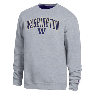  Washington Huskies Champion Arch Sweatshirt - Heather Gray