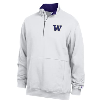  Washington Huskies Champion Fleece Quarter-Zip Pullover - White