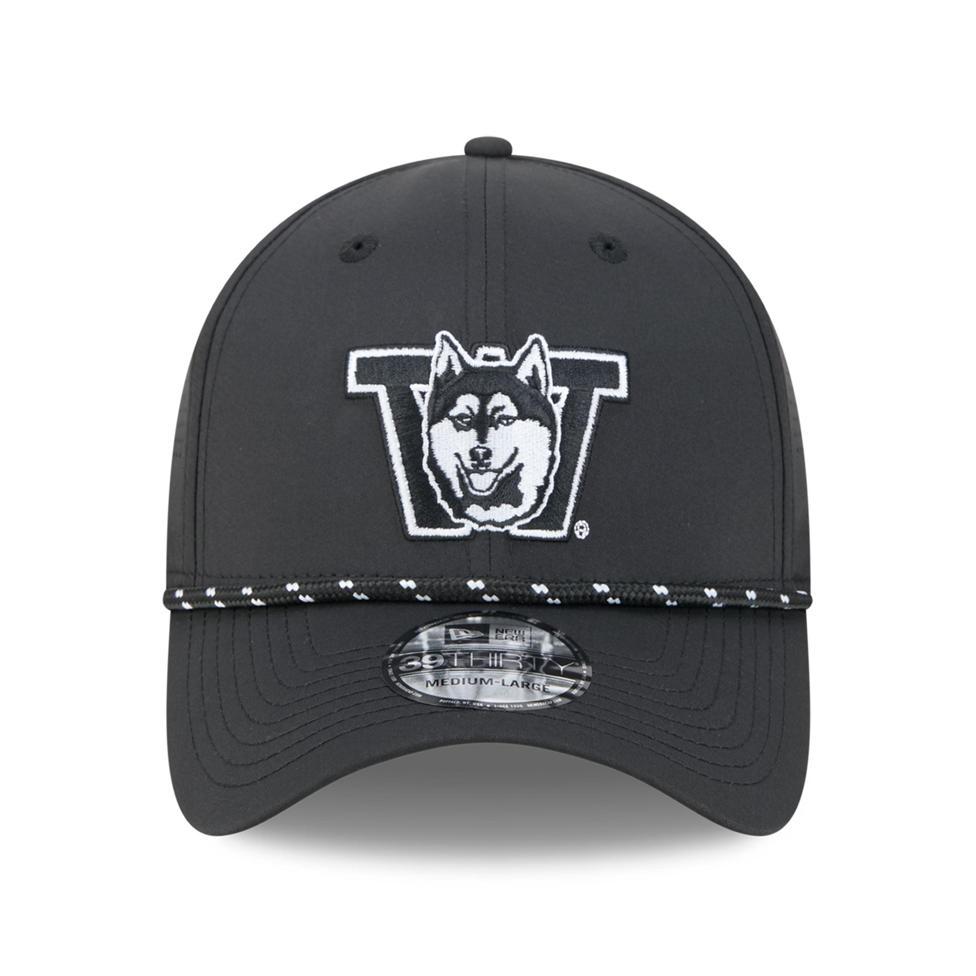 Casquette extensible New Era noire Washington Huskies Vault Inline Performance Rope 39THIRTY pour homme