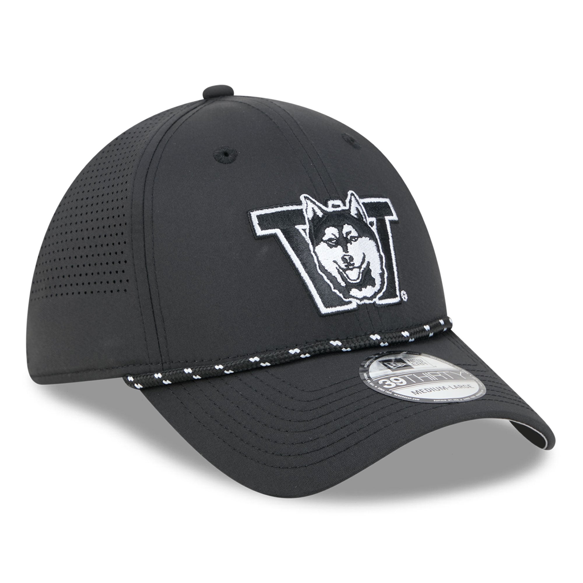 Casquette extensible New Era noire Washington Huskies Vault Inline Performance Rope 39THIRTY pour homme
