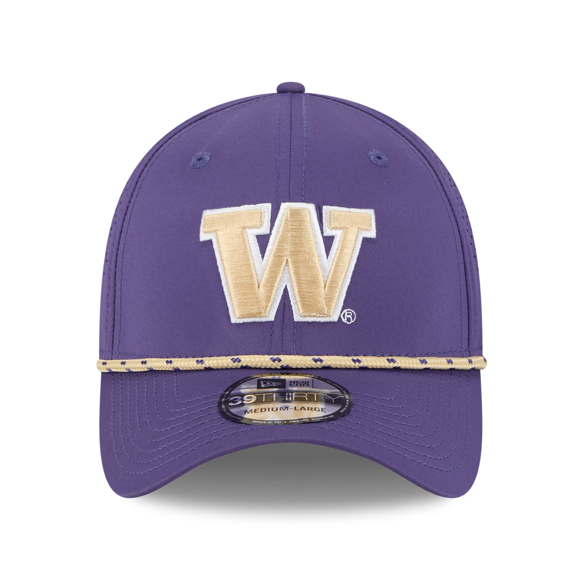 Casquette extensible New Era 39THIRTY Performance Rope violette pour homme, Washington Huskies