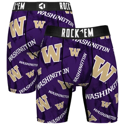  Washington Huskies Rock Em All Over Logo Boxer Briefs - Purple