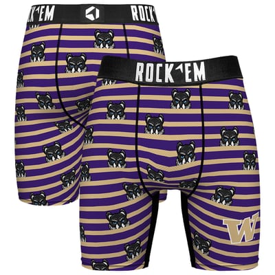  Washington Huskies Rock Em Mascot Stripes Boxer Briefs - Purple
