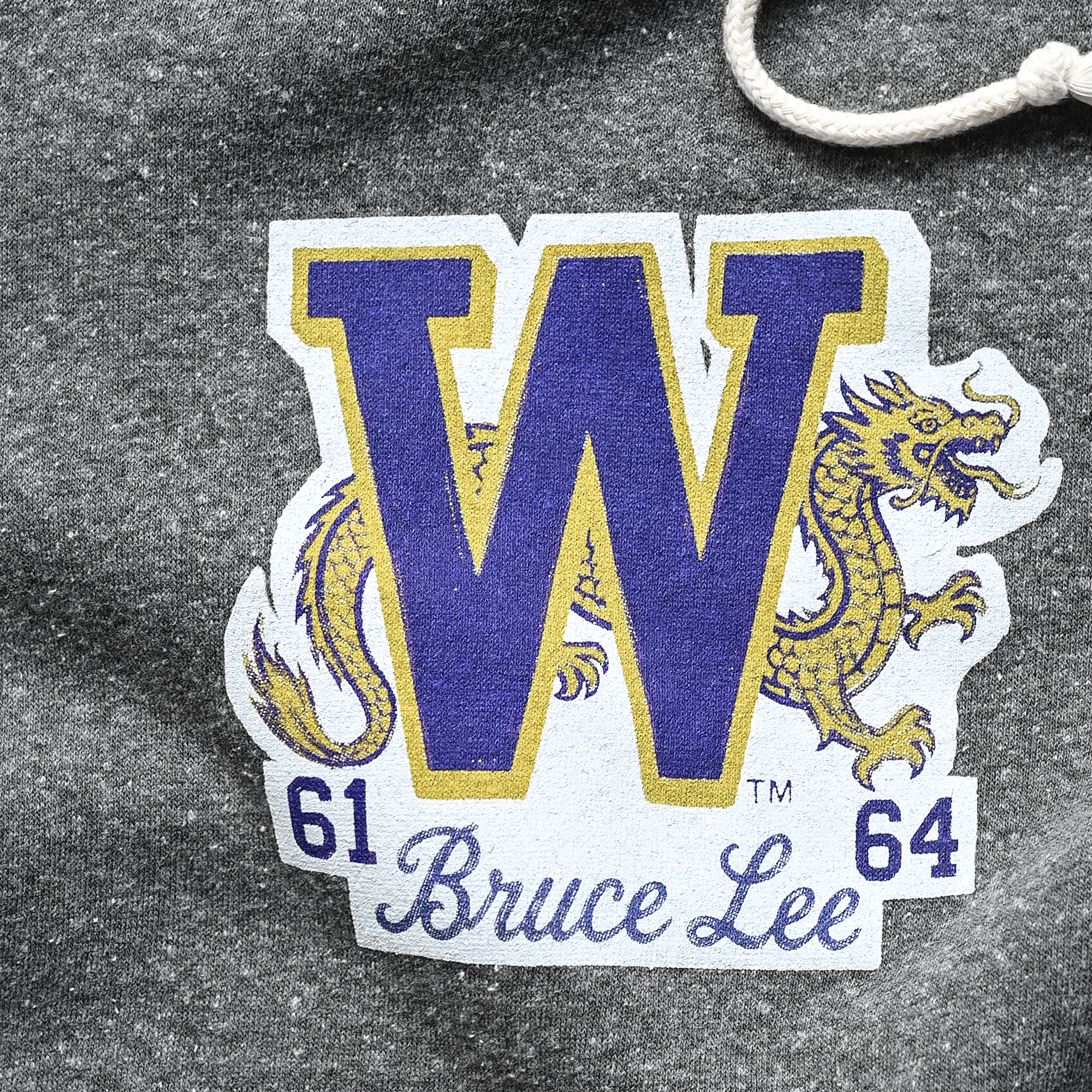 Sweat à capuche gris Roots of Fight x Bruce Lee Washington Huskies 1961-64 pour homme
