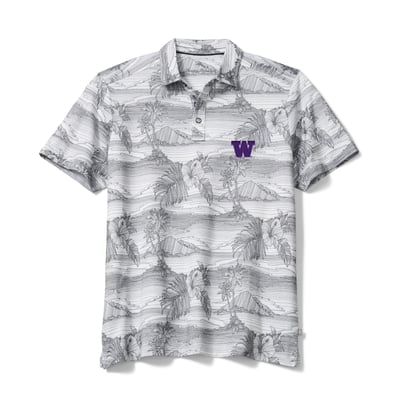 Washington Huskies Tommy Bahama Corsica Coast IslandZone Polo - Gray