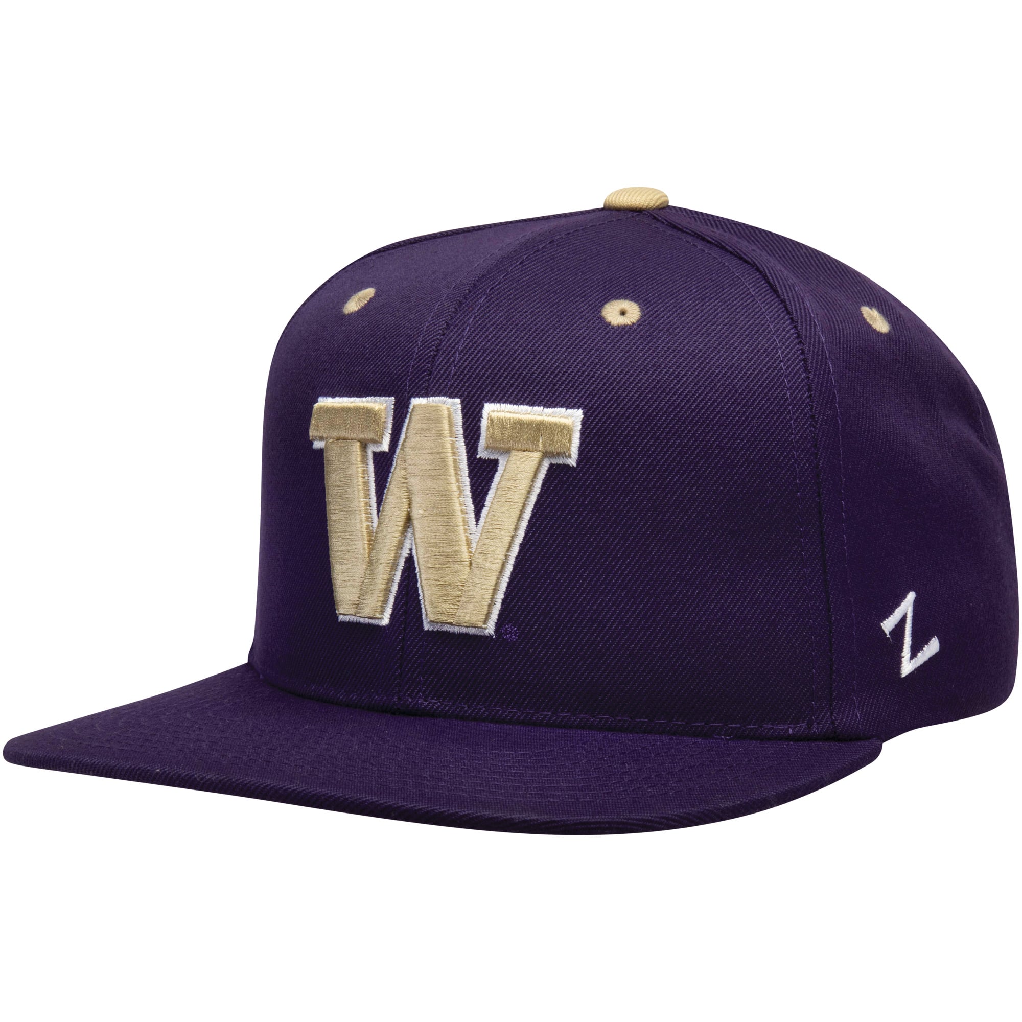 Washington Huskies Zephyr Snapback Hat Purple W Tribal Pattern Black Zephyr Black Washington Huskies NCAA Fan Apparel & Souvenirs  main image 4