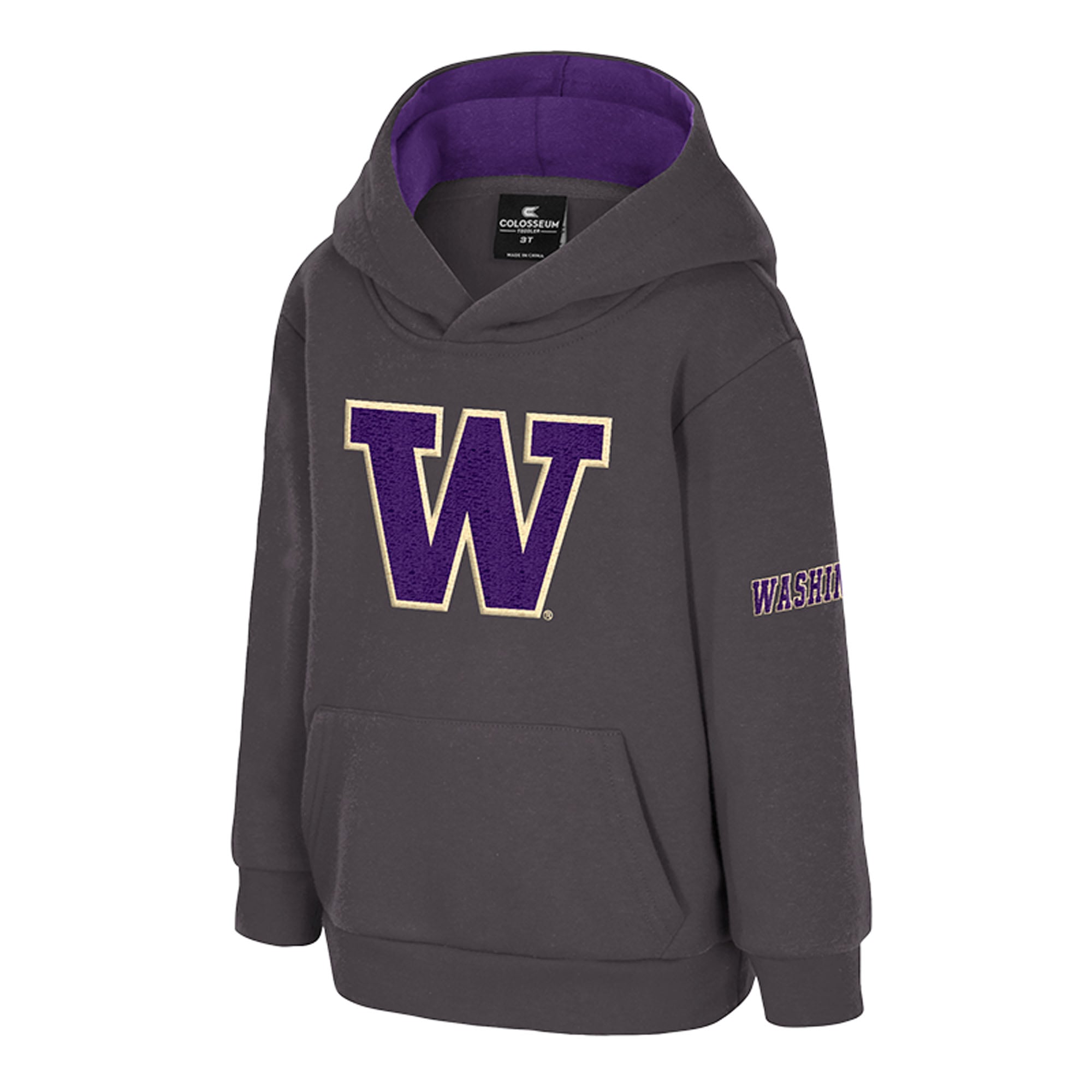 Toddler Colosseum Charcoal Washington Huskies Big Logo Fleece Pullover Hoodie
