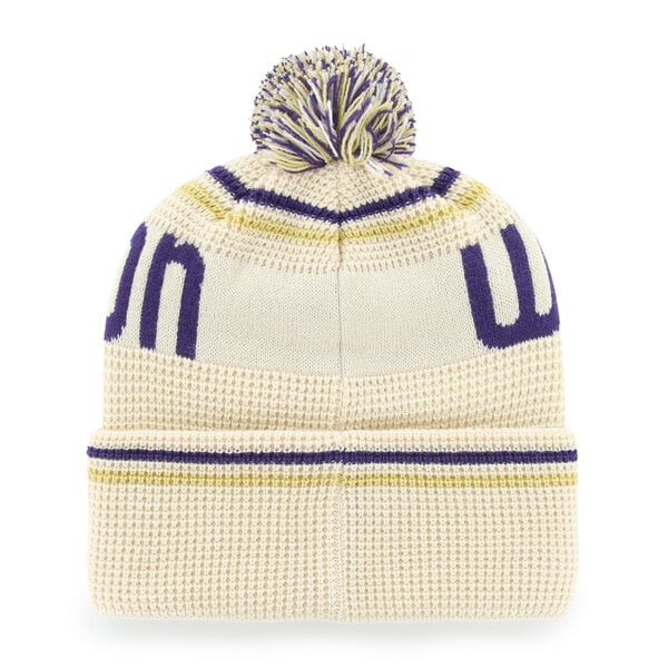 Bonnet unisexe '47 crème Washington Huskies en maille gaufrée à revers avec pompon