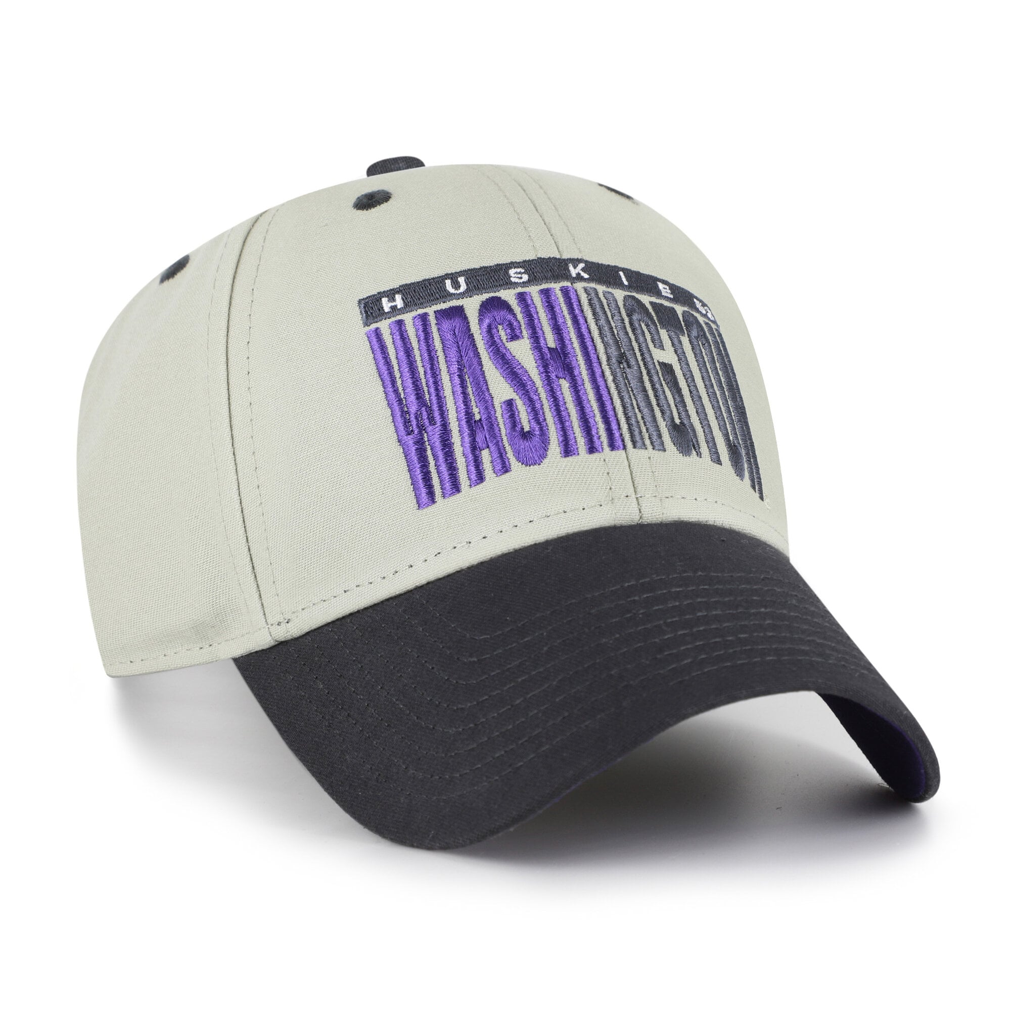 Casquette unisexe ajustable '47 grise/noire Washington Huskies, inscription demi-bloc MVP