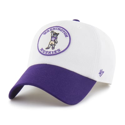 Washington Huskies '47 Unisex Pique Patch Clean Up Adjustable Hat - White/Purple