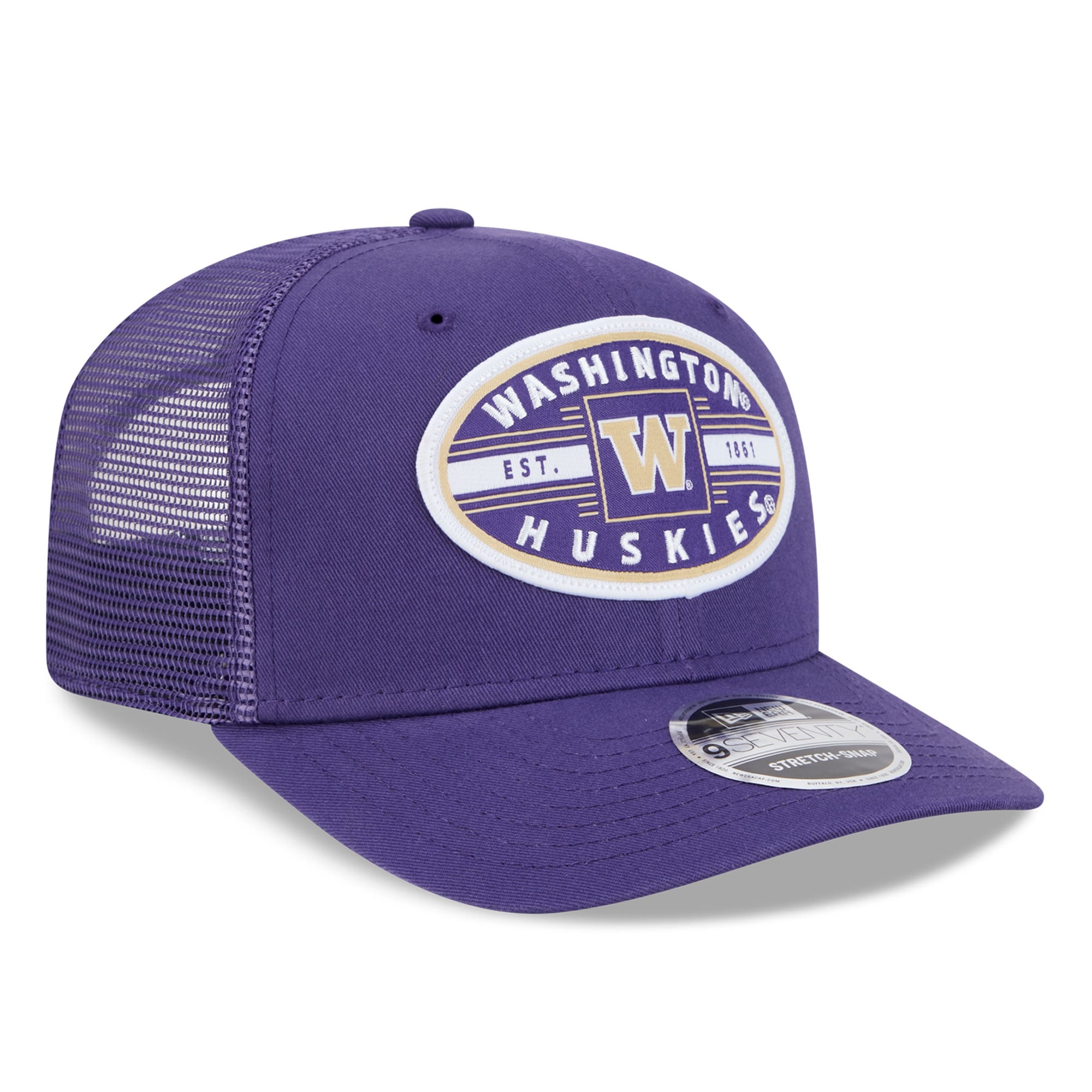 Casquette trucker unisexe New Era violette Washington Huskies Inline Patch 9SEVENTY, ajustable