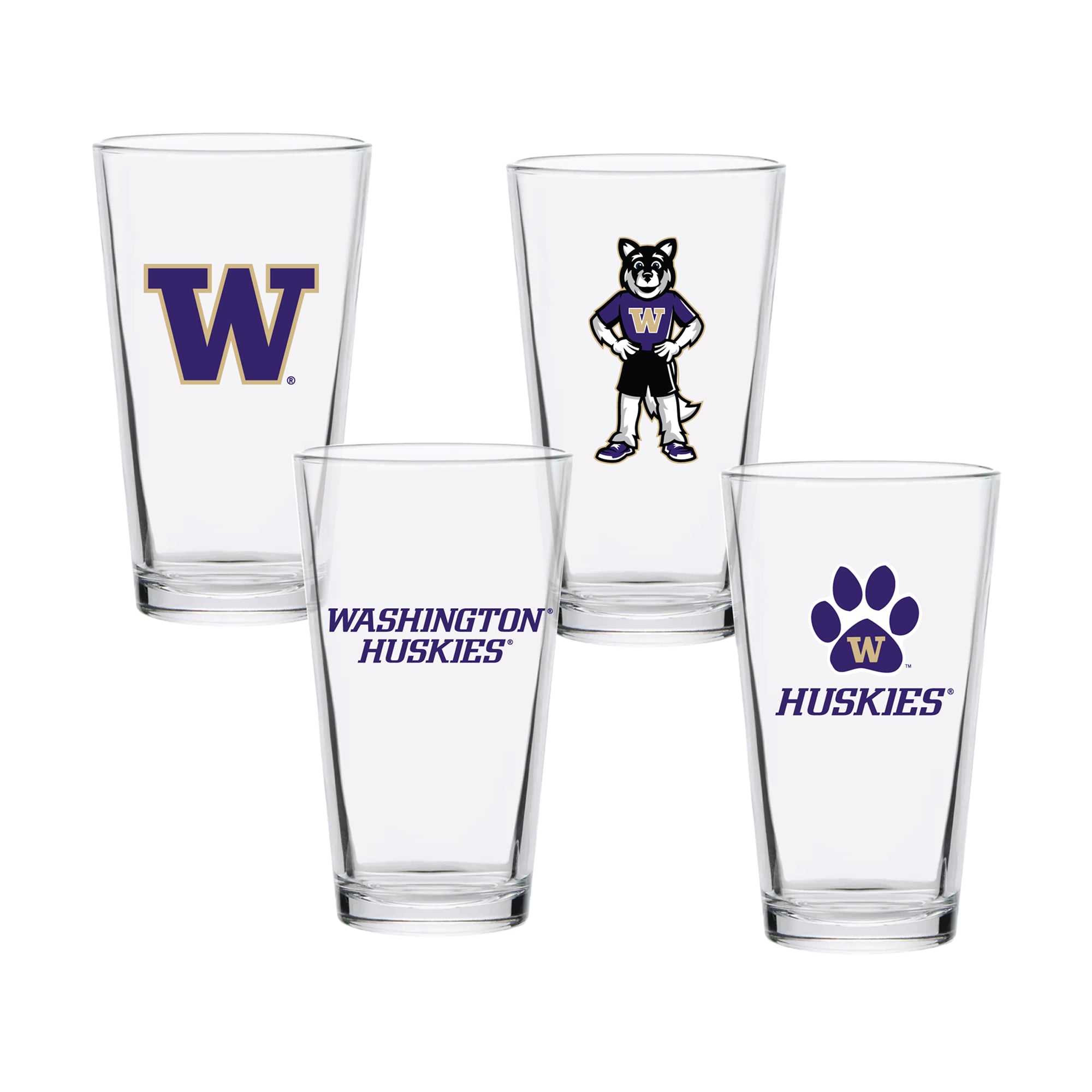 Washington Huskies 16oz. Collector Pint Glass Four-Piece Set