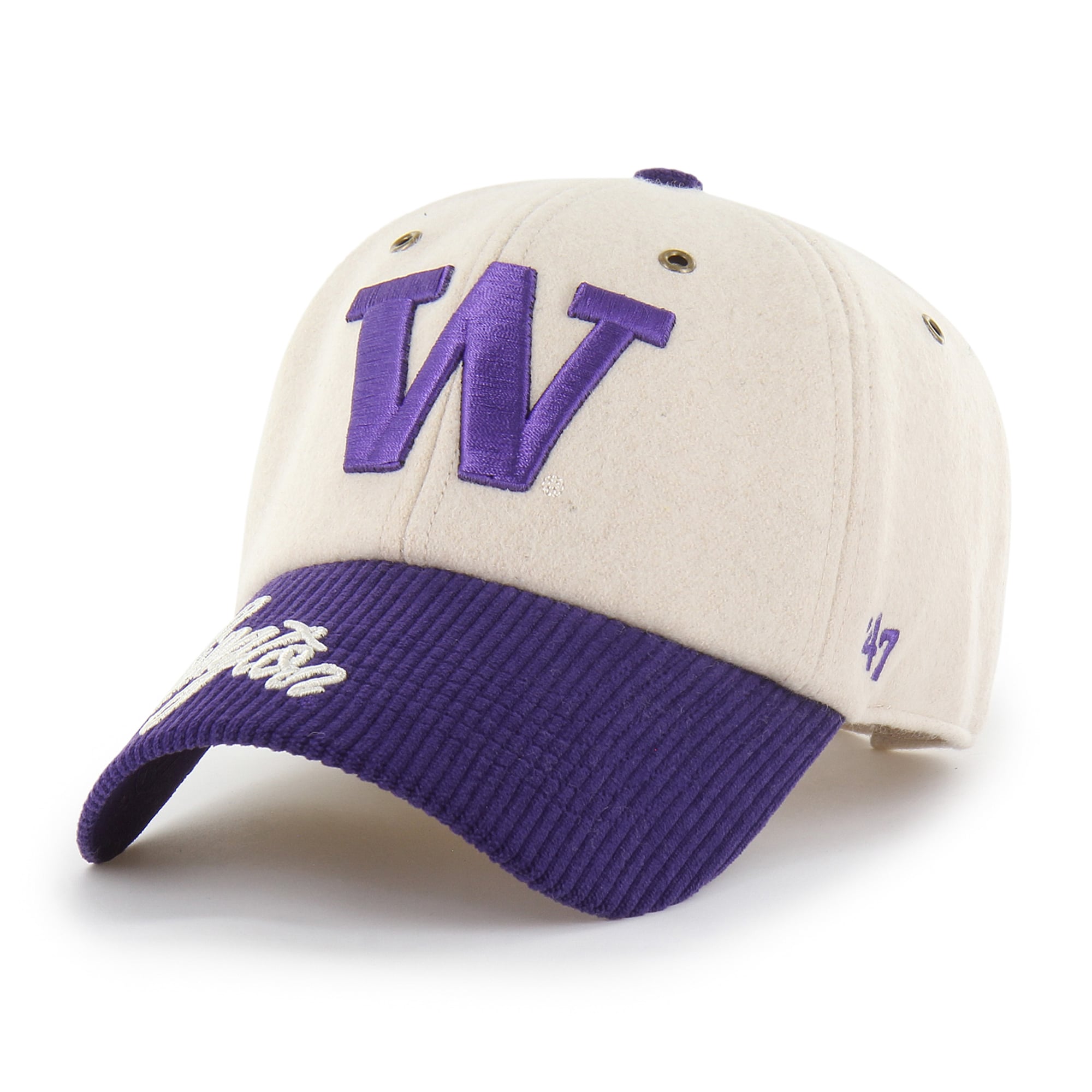 Women's '47 Cream/Purple Washington Huskies Rope Script Clean Up Adjustable Hat