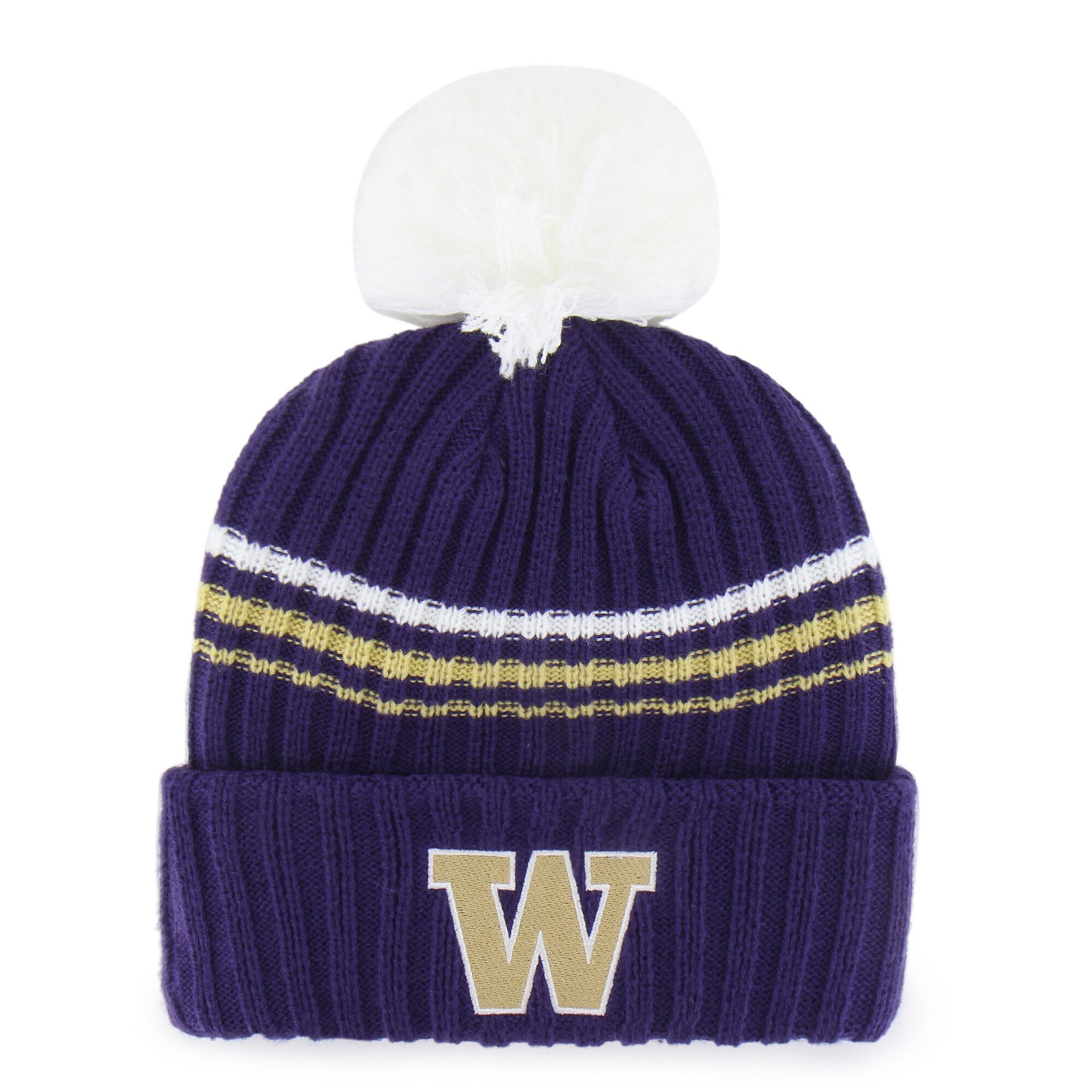 Bonnet en tricot duveteux à gros pompon, modèle saisonnier '47 Washington Huskies violet pour femme
