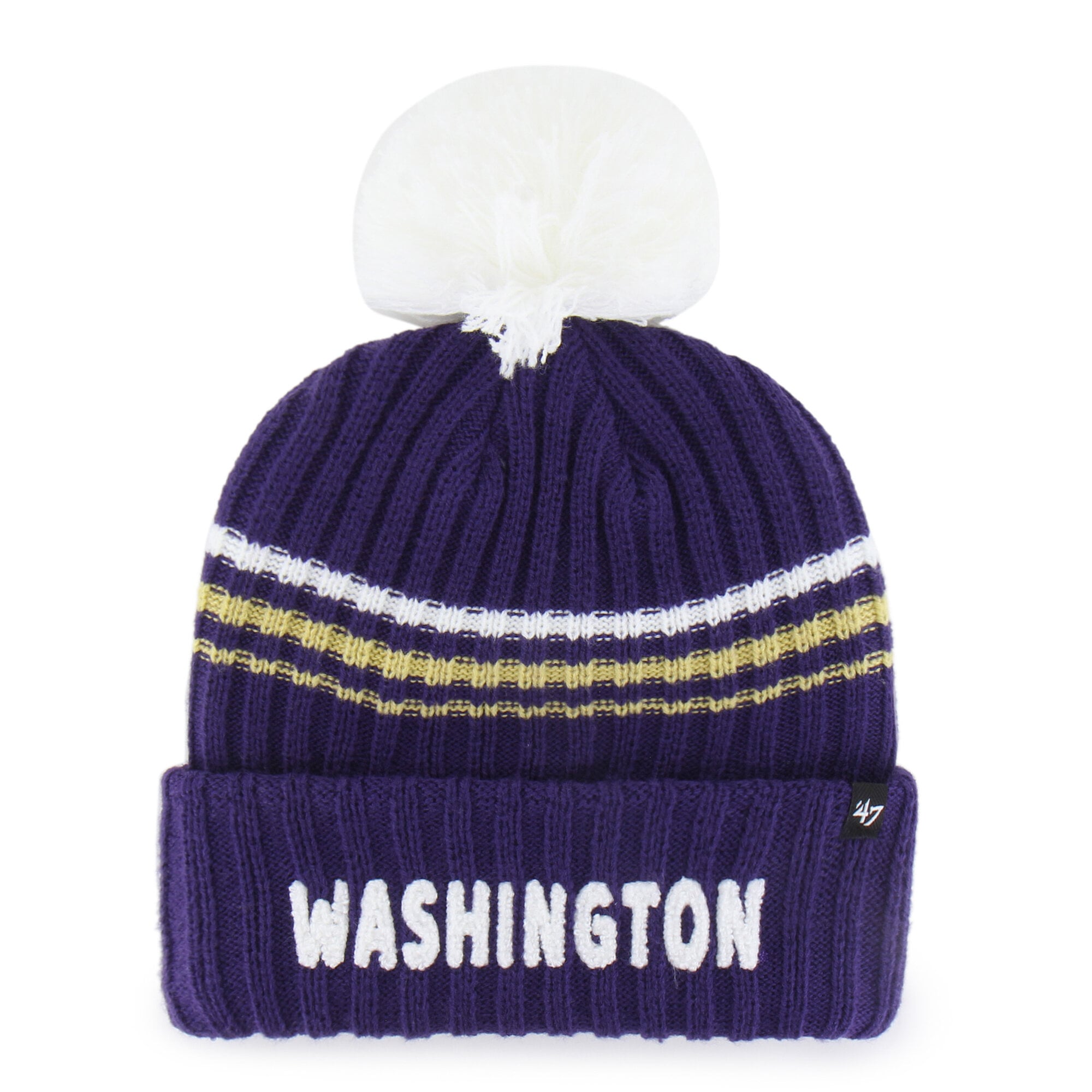 Bonnet en tricot duveteux à gros pompon, modèle saisonnier '47 Washington Huskies violet pour femme