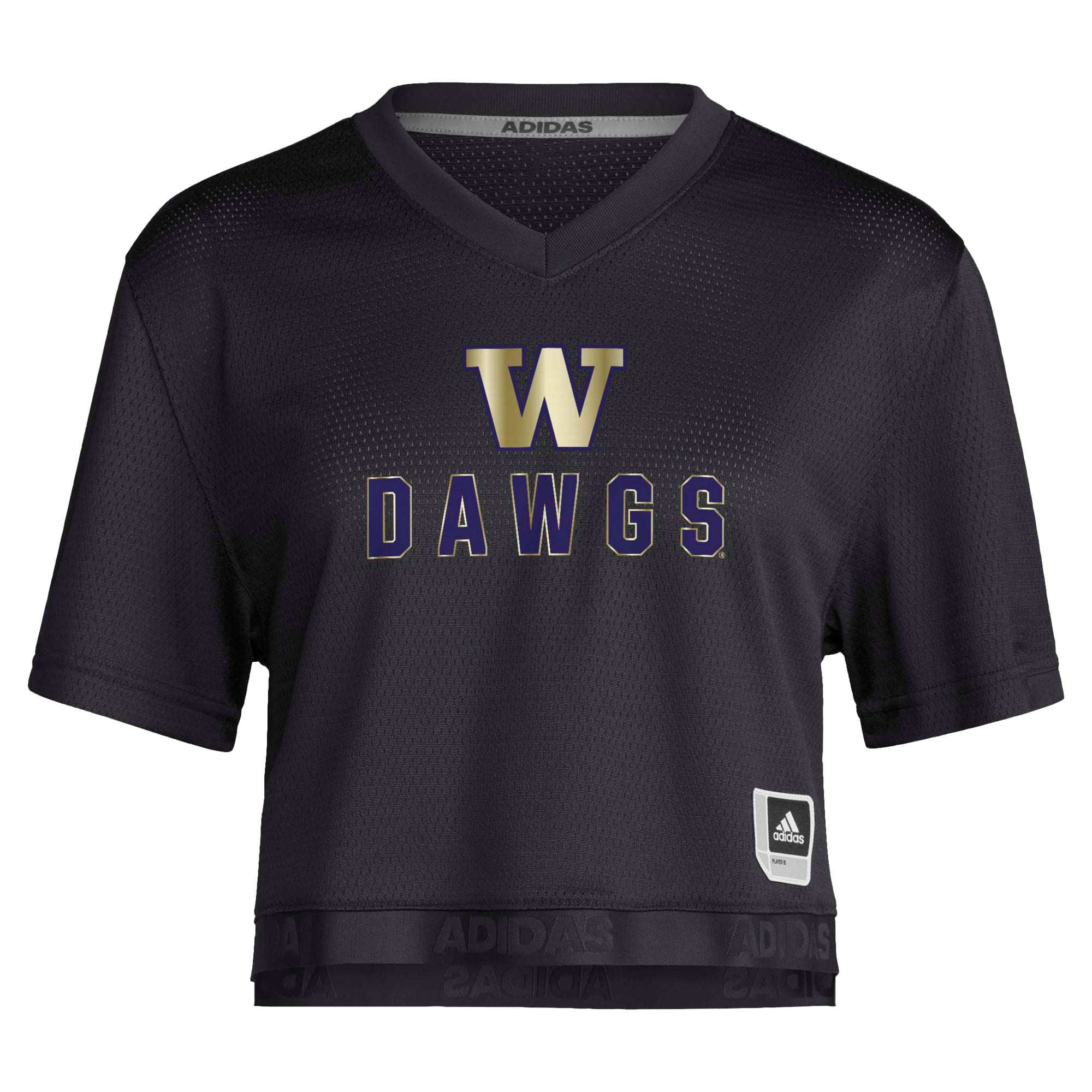Maillot de football court adidas Washington Huskies Strategy pour femmes, noir
