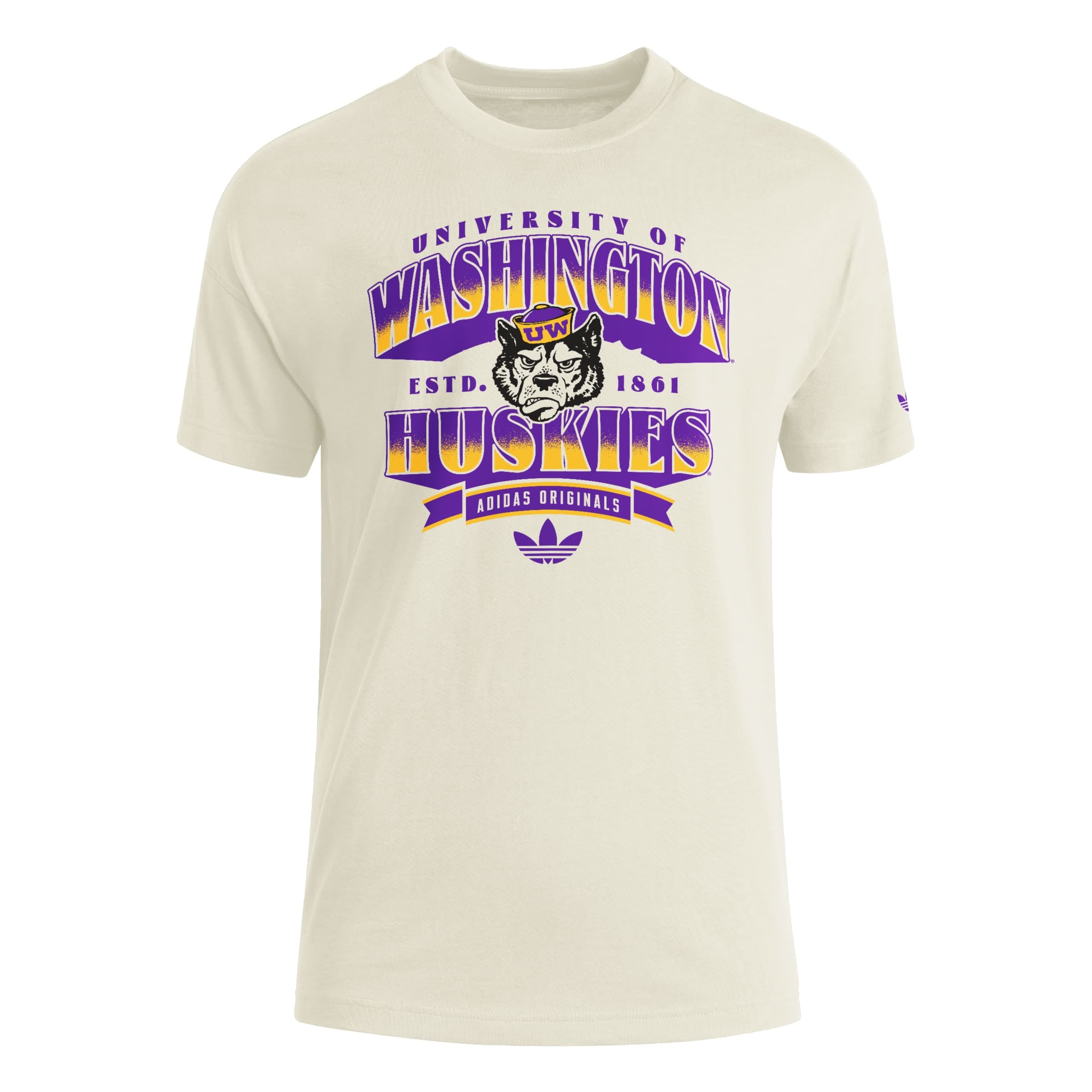 Women's adidas Originals Cream Washington Huskies Boyfriend T-Shirt