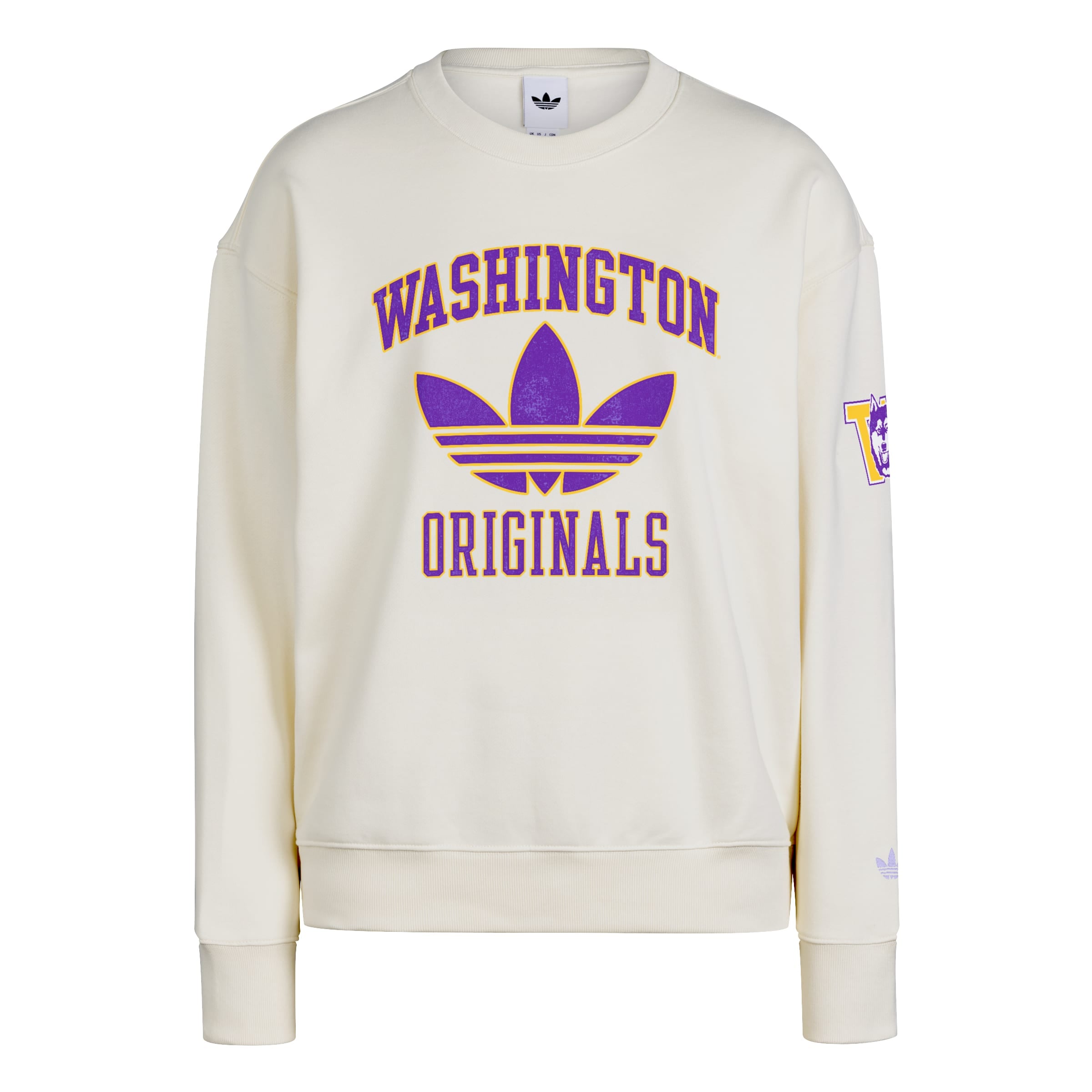 Sweat-shirt polaire adidas Originals crème Washington Huskies pour femme