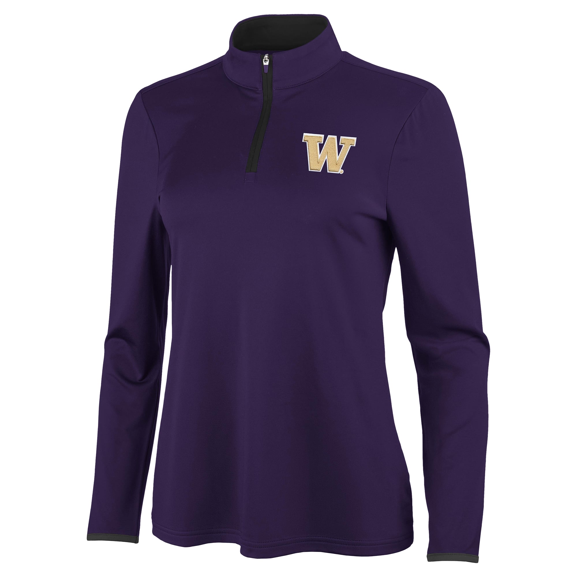Pull à col zippé Antigua violet/noir Washington Huskies pour femme