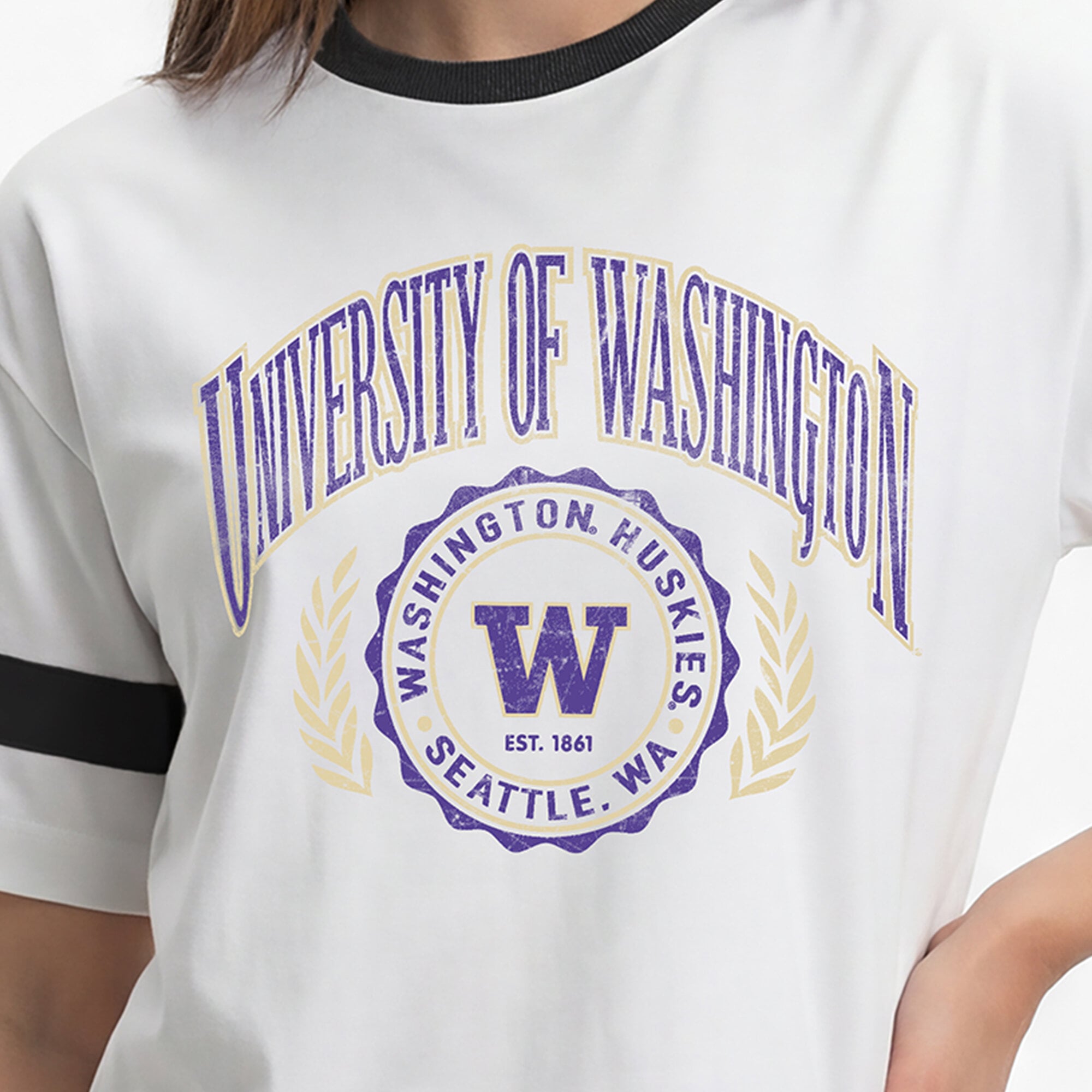 T-shirt oversize rétro Champion blanc pour femmes des Washington Huskies