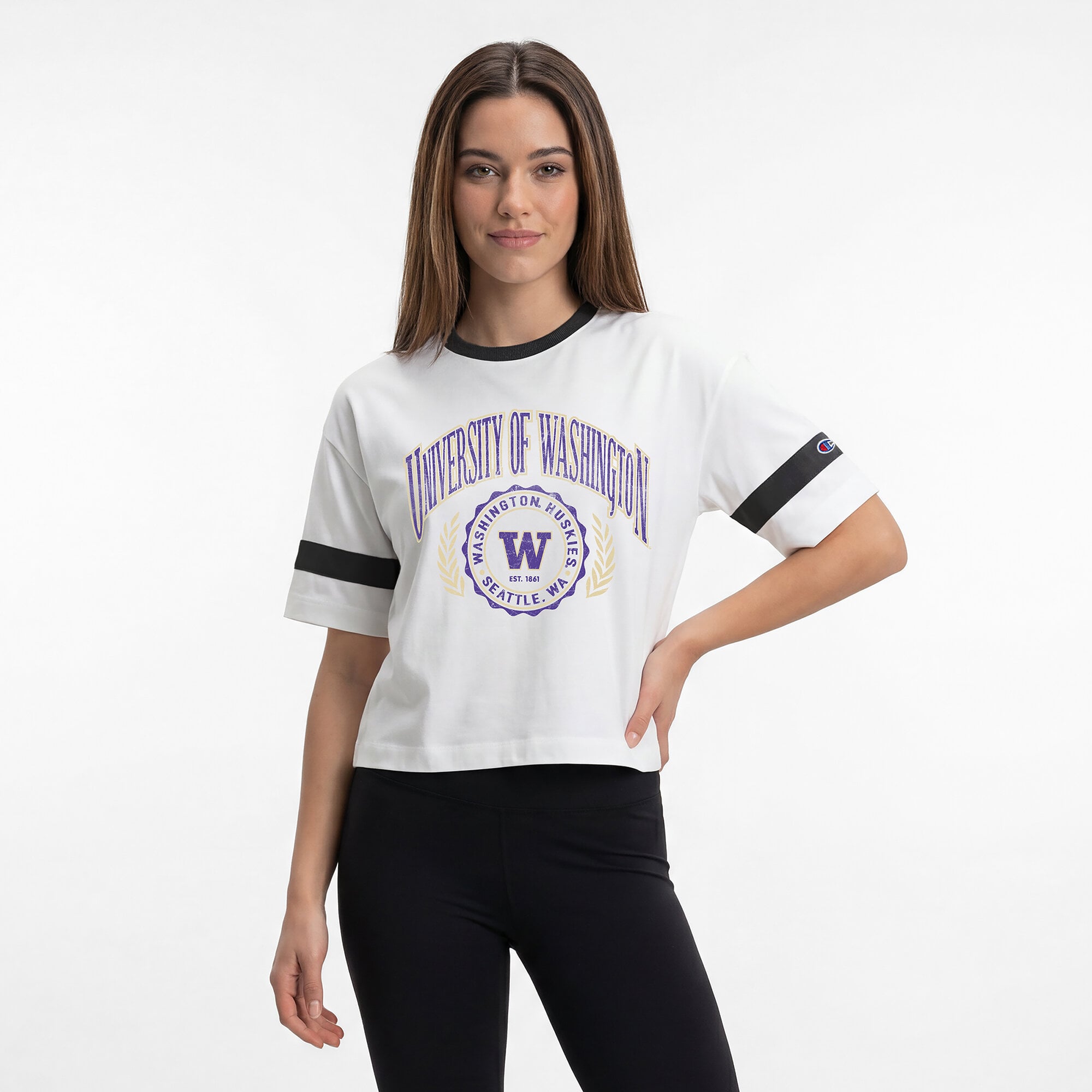 Women's Champion White Washington Huskies Retro Oversized T-Shirt
