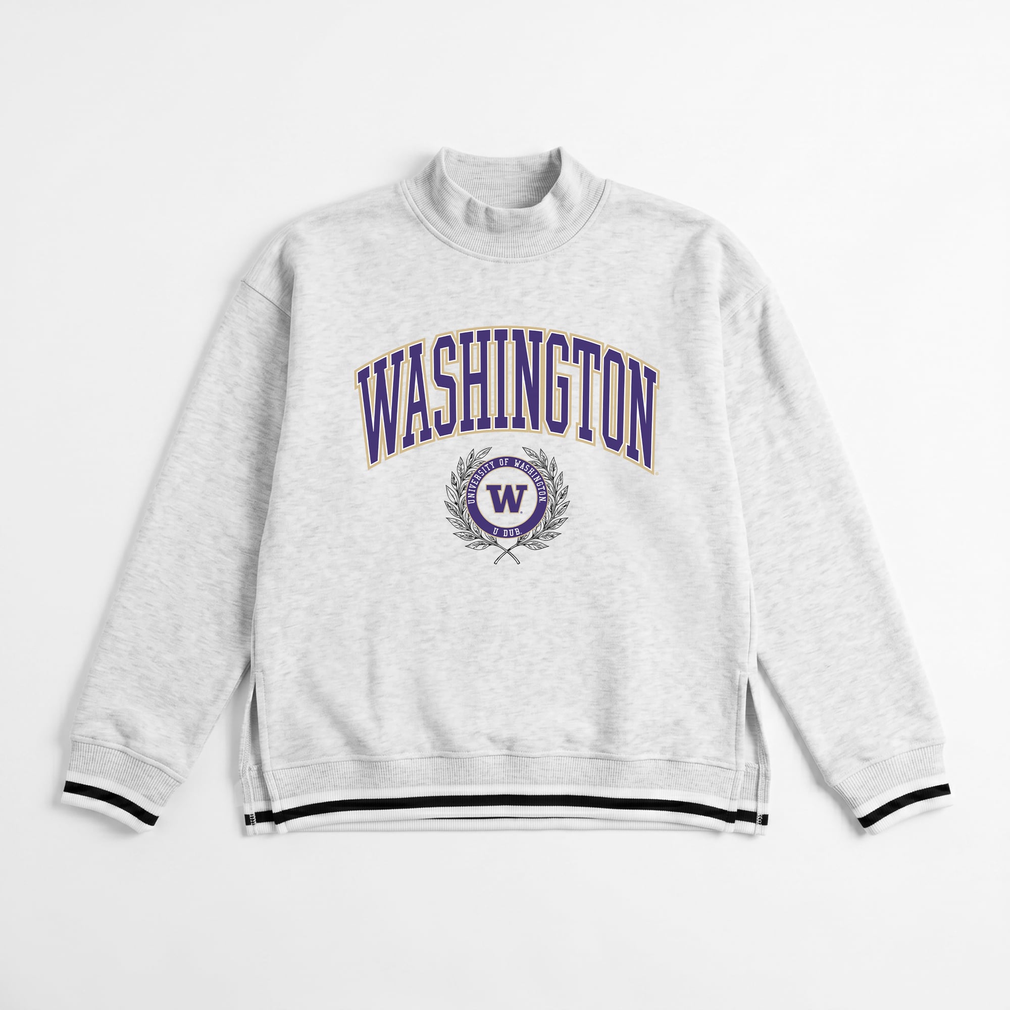Sweat-shirt à col montant rayures contrastées « Rally Point » gris de la collection Gameday Couture pour femmes Washington Huskies