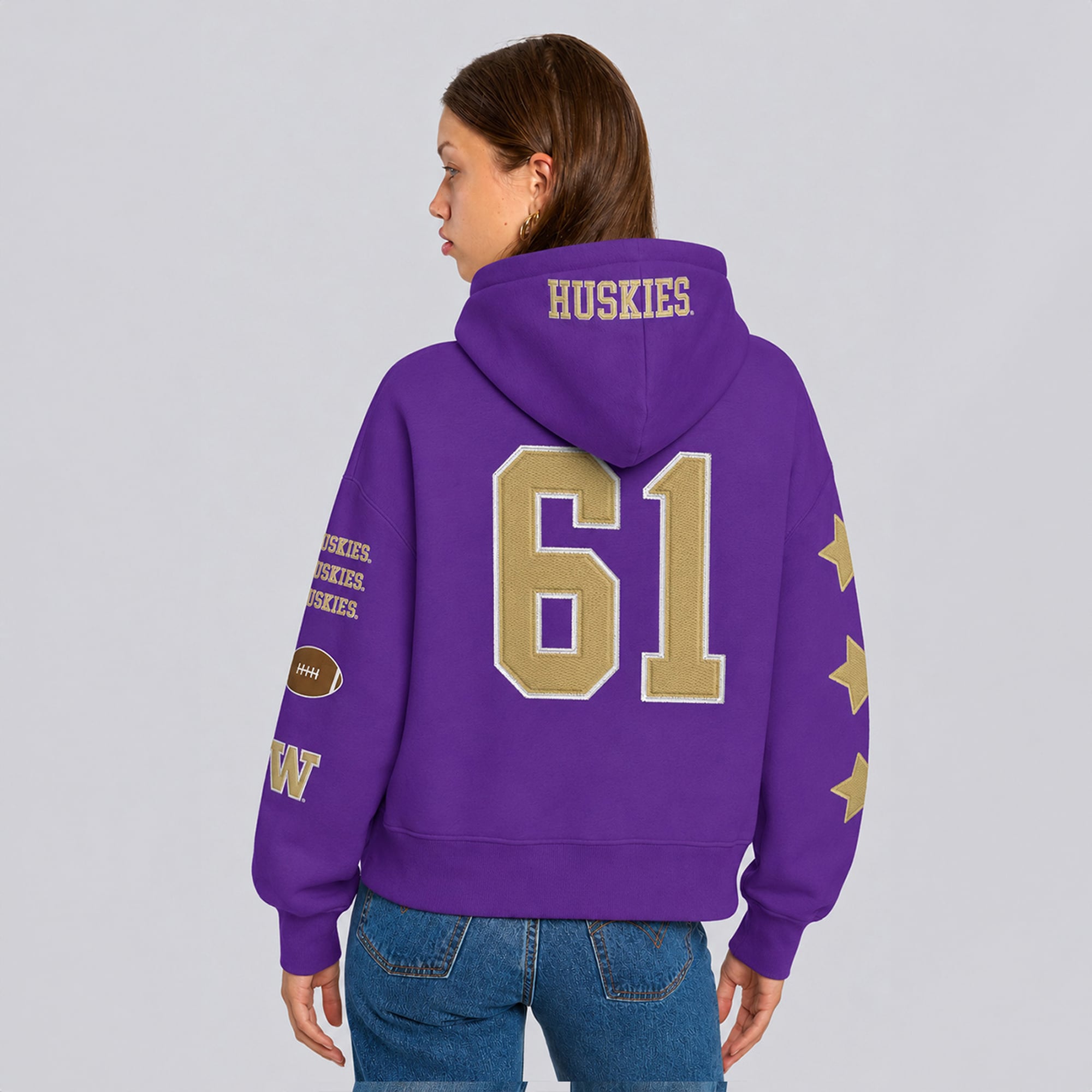 Sweat à capuche court violet Washington Huskies pour femmes de la marque Hype and Vice