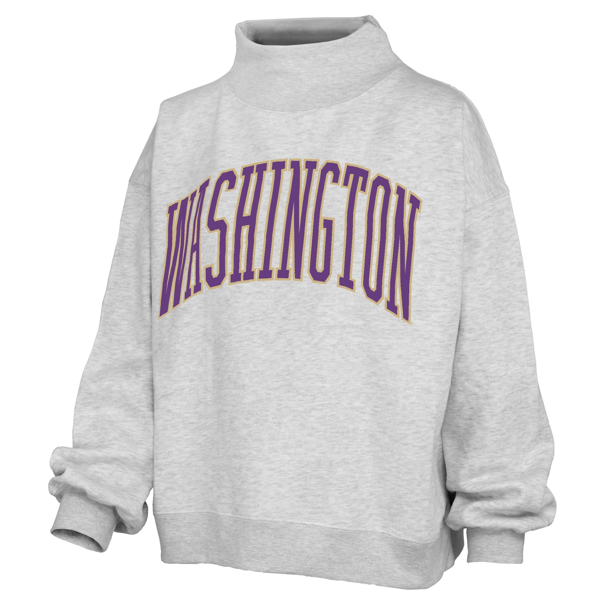 Women's Pressbox Heather Gray Washington Huskies Oversized Nelson Mock Neck Sweatshirt
