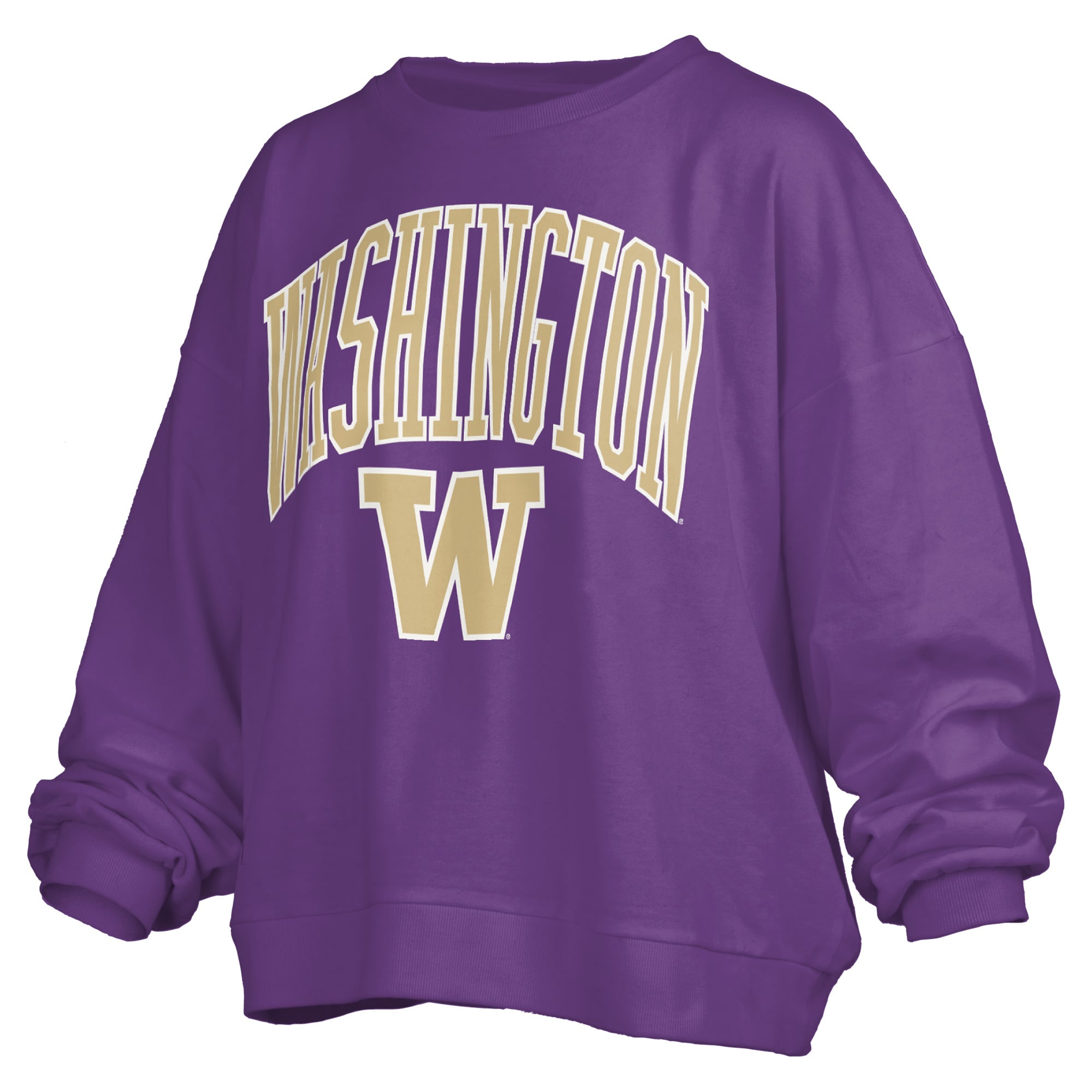 Sweat-shirt polaire oversize violet Pressbox Washington Huskies Janise avec logo sur l'arche, pour femme