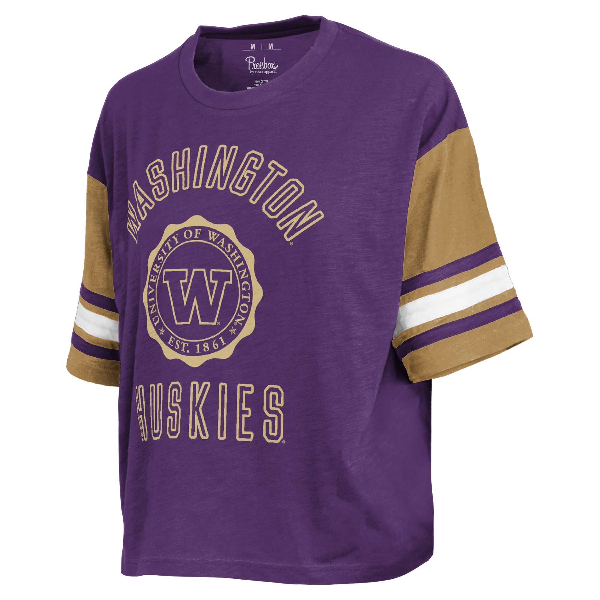 T-shirt Pressbox violet pour femmes Washington Huskies Sunday Colorblock Seal