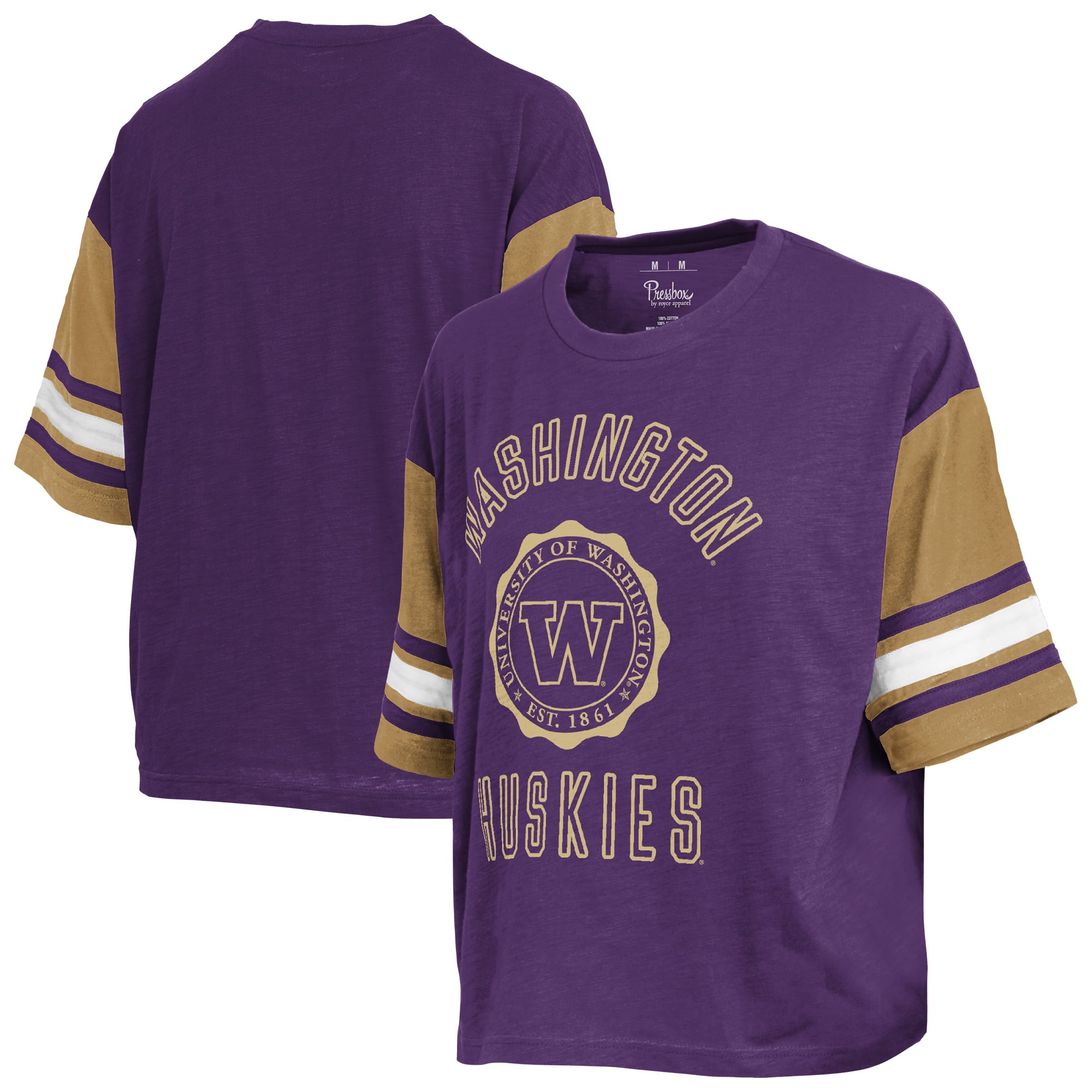 Women's Pressbox Purple Washington Huskies Sunday Colorblock Seal T-Shirt
