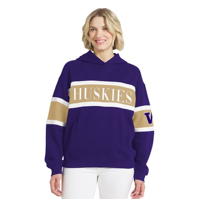  Washington Huskies WEAR by Erin Andrews Women's Colorblock Hoodie - Purple