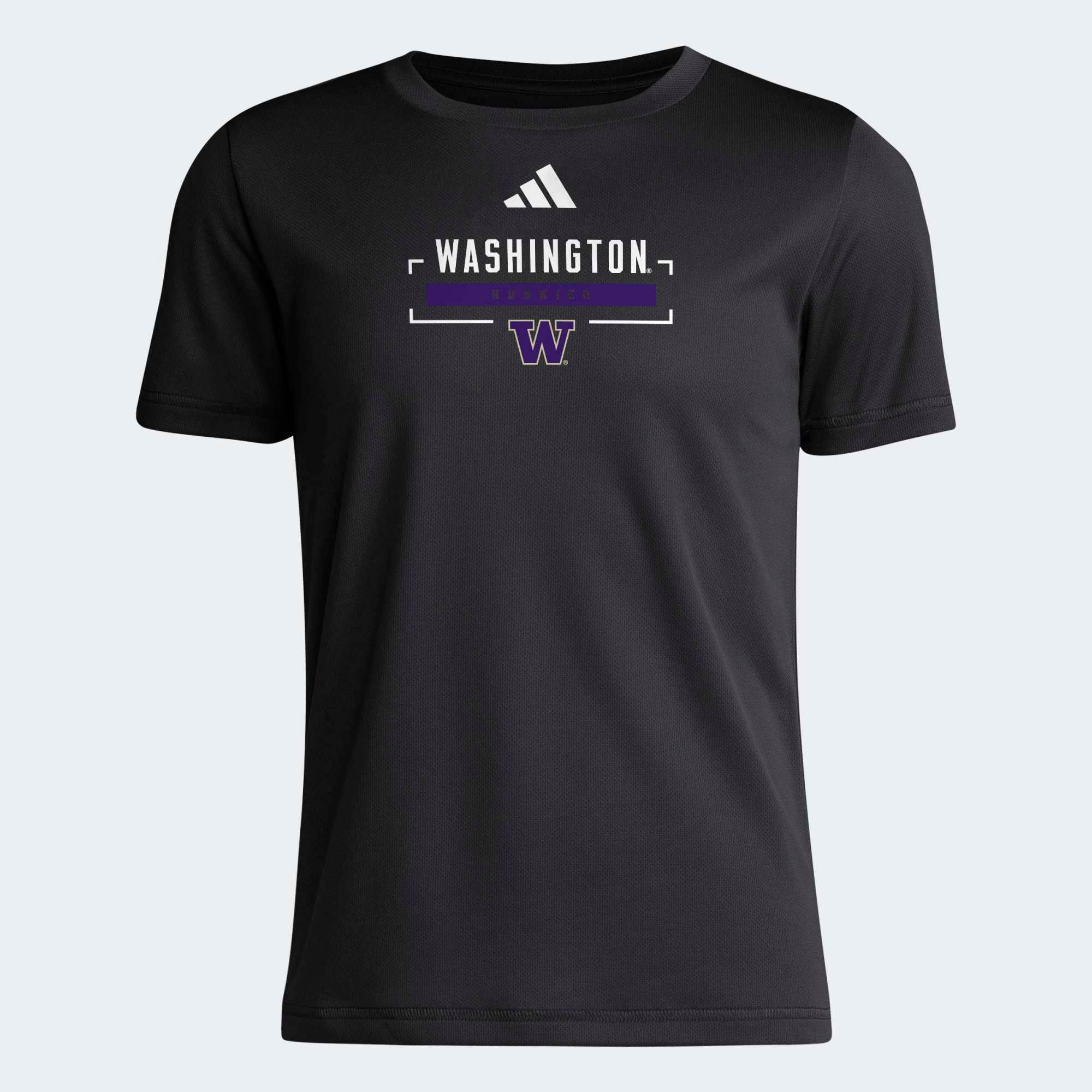T-shirt d'avant-match adidas noir Washington Huskies AEROREADY pour jeunes