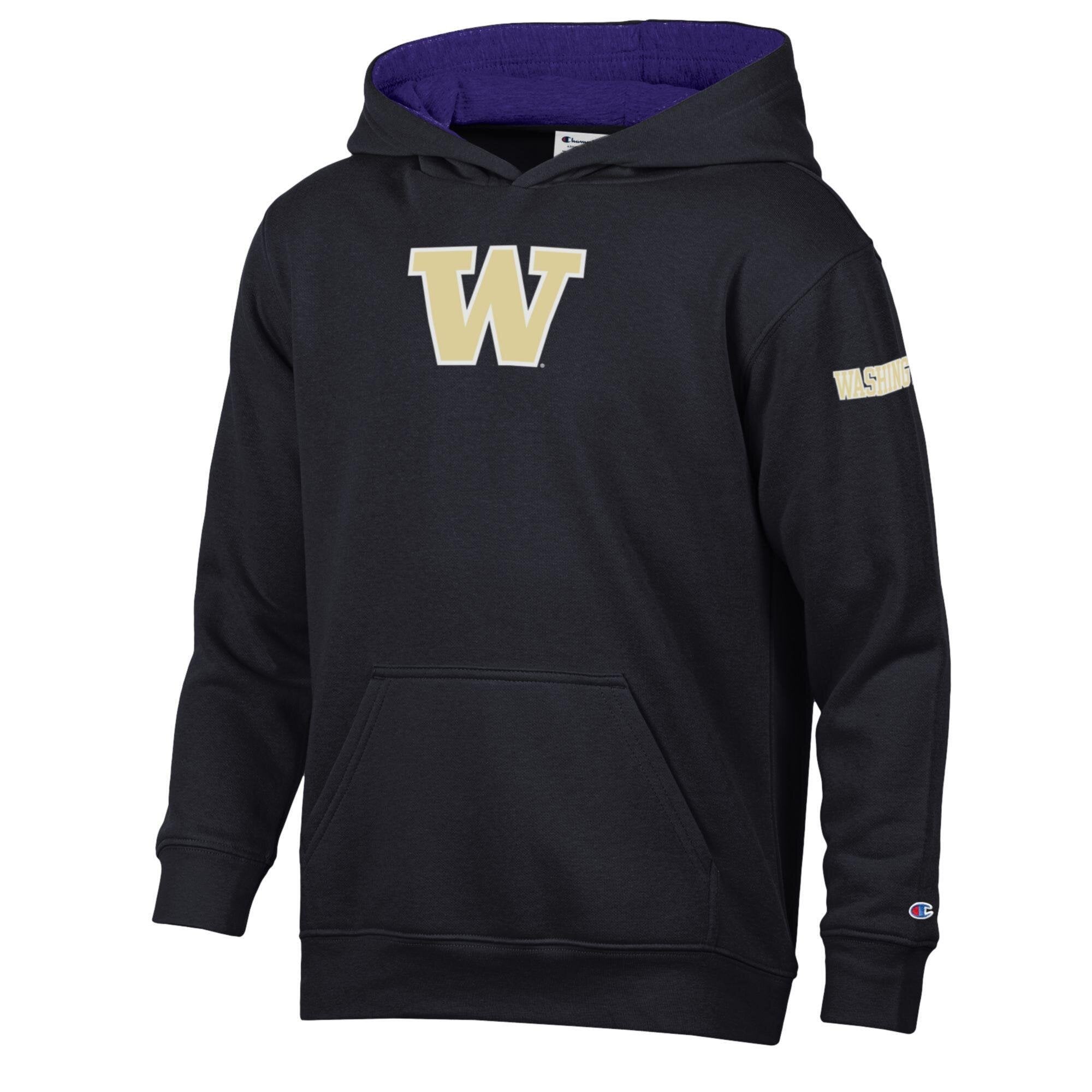 Sweat à capuche polaire noir Youth Champion Washington Huskies