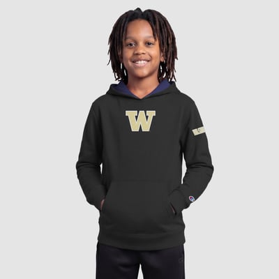  Washington Huskies Champion Youth Fleece Hoodie - Black