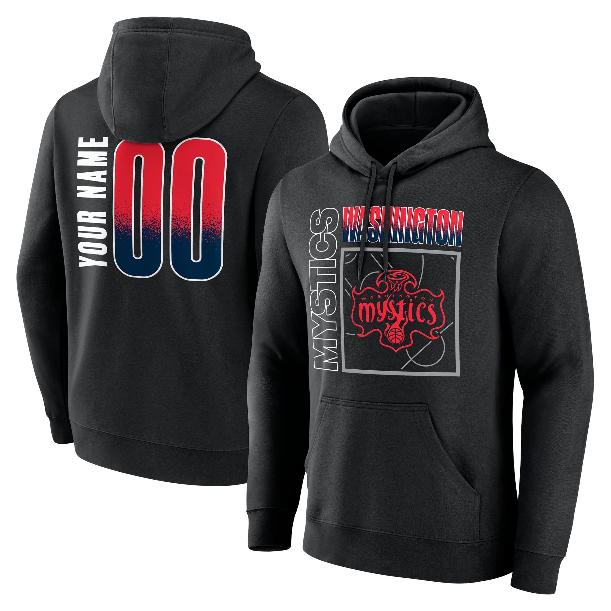 Sweat à capuche noir pour homme Washington Mystics Home Court Pop personnalisé avec nom et numéro