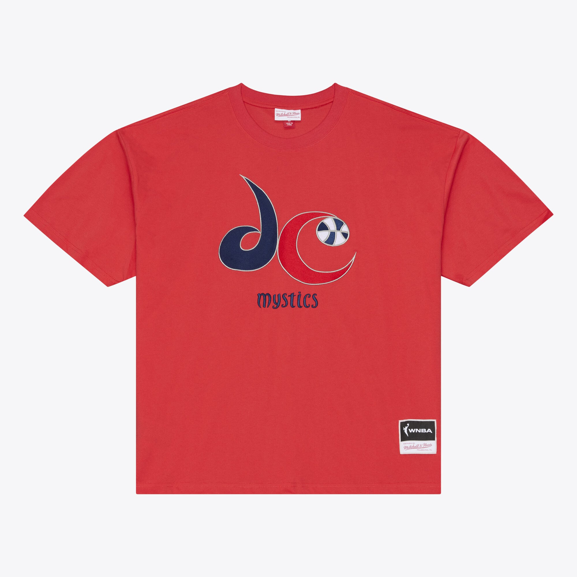 Men's Mitchell & Ness Red Washington Mystics Logo Boxy T-Shirt