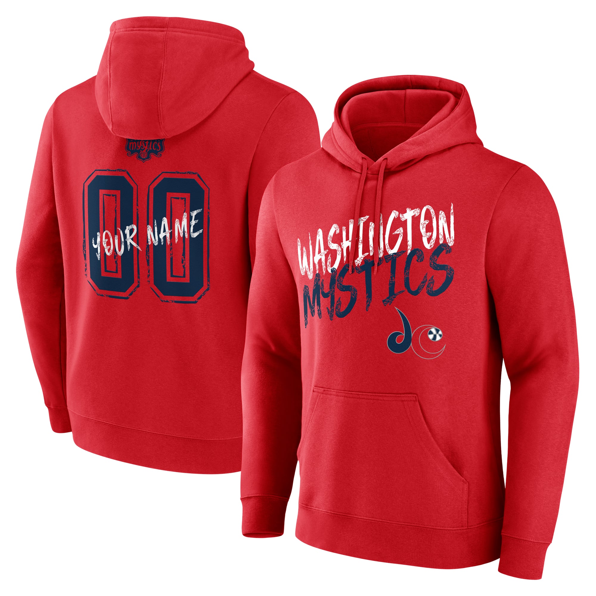 Sweat à capuche personnalisé pour homme Washington Mystics Hustle rouge avec nom et numéro