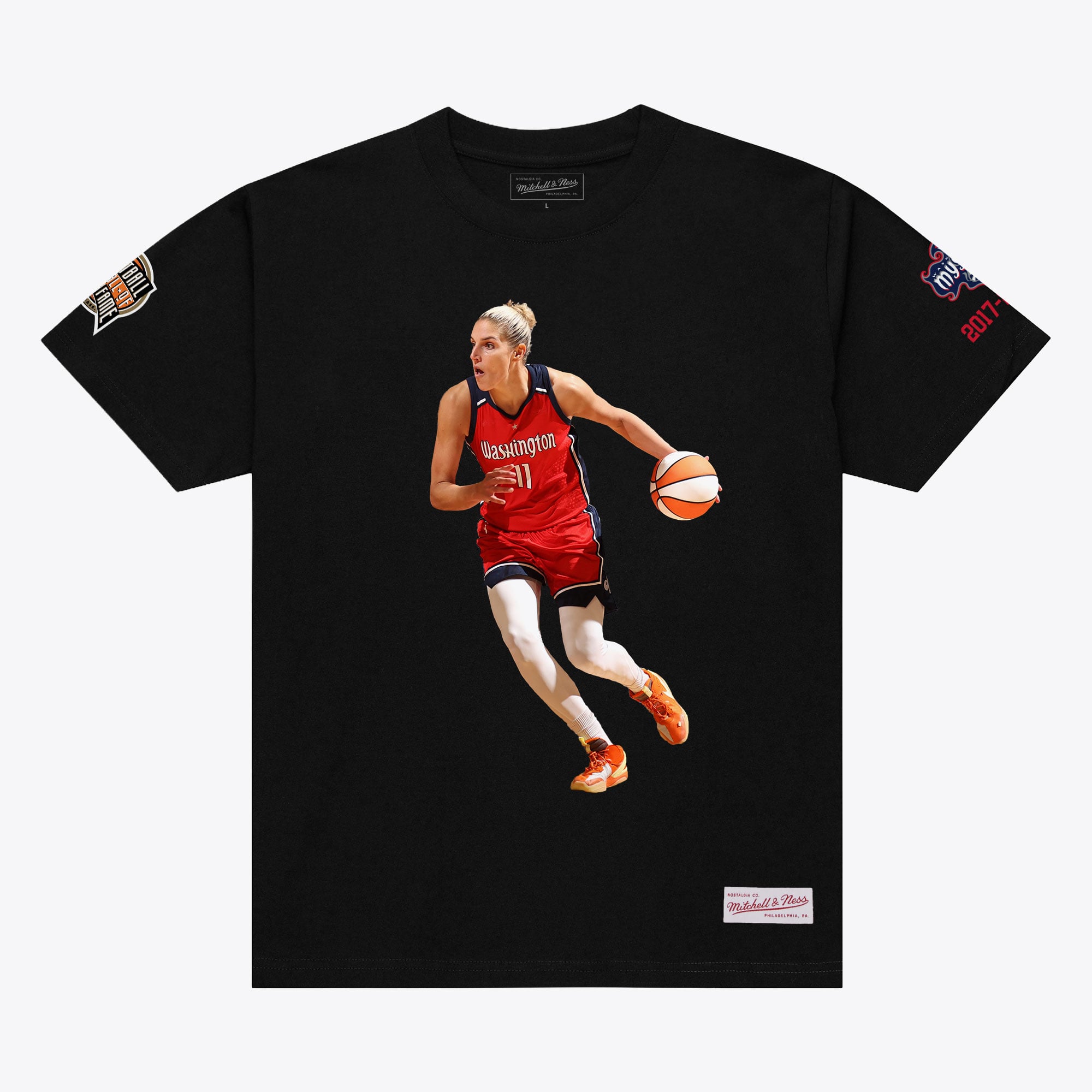 Unisex Mitchell & Ness Elena Delle Donne Black Washington Mystics Basketball Hall of Fame Player T-Shirt