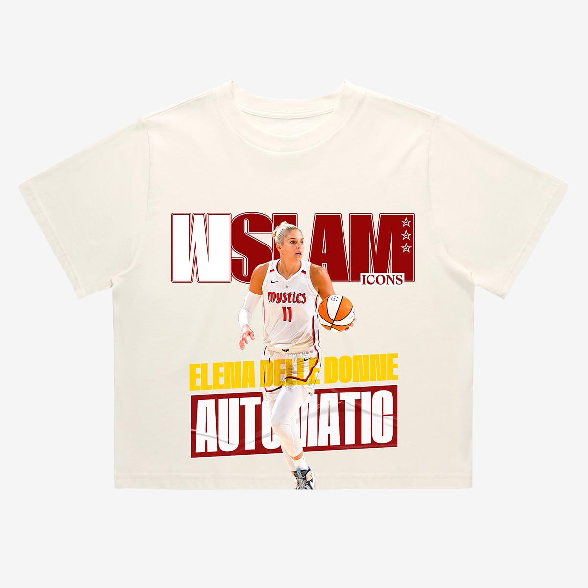 Women's WSLAM Elena Delle Donne Cream Washington Mystics Cover Cropped T-Shirt - Court Origins