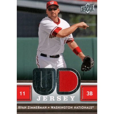 2008 Upper Deck UD Game Materials #RZ Ryan Zimmerman S2