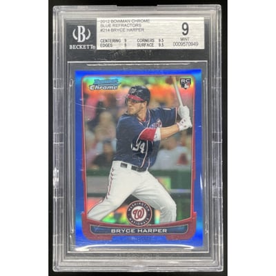 2012 Bowman Chrome Blue Refractors #214 Bryce Harper RC /250 BGS 9