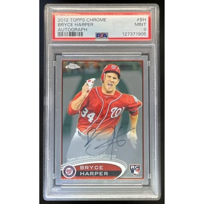 2012 Topps Chrome Rookie Autographs #BH Bryce Harper RC Auto PSA 9