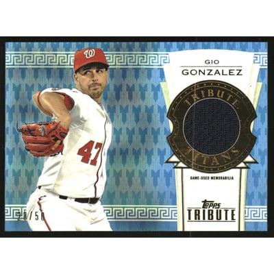 2014 Topps Tribute Tribute Titans Relics Blue #TTRGG Gio Gonzalez