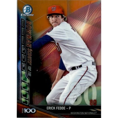 2017 Bowman Chrome Scouts Top 100 Orange Refractors #BTP80 Erick Fedde
