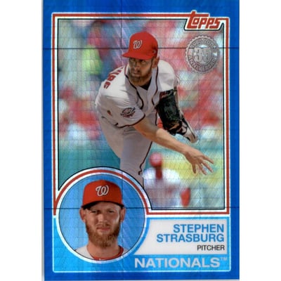 2018 Topps '83 Topps Silver Pack Chrome Blue Refractors #135 Stephen Strasburg